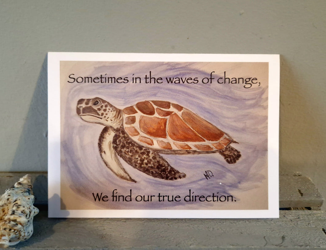 Turtle Quote Original Artwork Greetings Card Handmade In Cornwall