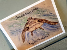 Load image into Gallery viewer, Turtle Quote Original Artwork Greetings Card Handmade In Cornwall
