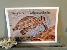 Load image into Gallery viewer, Turtle Quote Original Artwork Greetings Card Handmade In Cornwall
