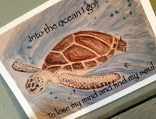 Load image into Gallery viewer, Turtle Quote Original Artwork Greetings Card Handmade In Cornwall
