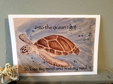 Load image into Gallery viewer, Turtle Quote Original Artwork Greetings Card Handmade In Cornwall
