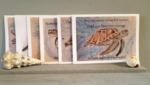 Load image into Gallery viewer, Set of 7 Turtle Quote Original Artwork Greetings Cards Handmade In Cornwall
