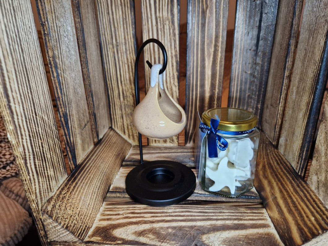 Sand Ceramic Hanging Tear Drop Wax Melter Oil Burner With 10 Wax Melts