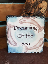 Load image into Gallery viewer, Natural Slate Coaster Original Cornish Artwork Whale Quote
