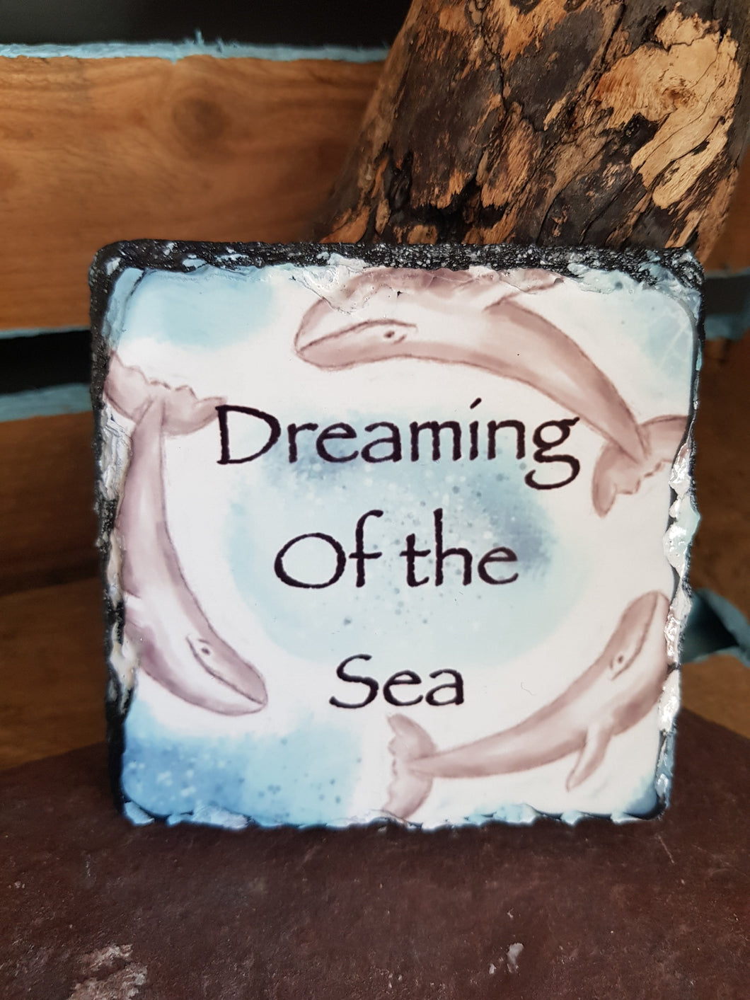 Natural Slate Coaster Original Cornish Artwork Whale Quote